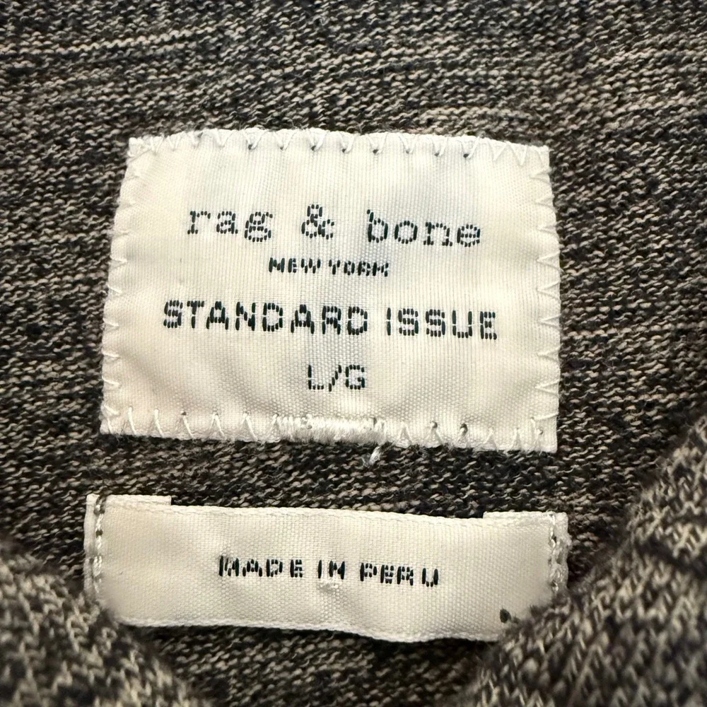 Rag & Bone Polo Shirt Men Large Gray Short Sleeve Casual Standard Issue Designer